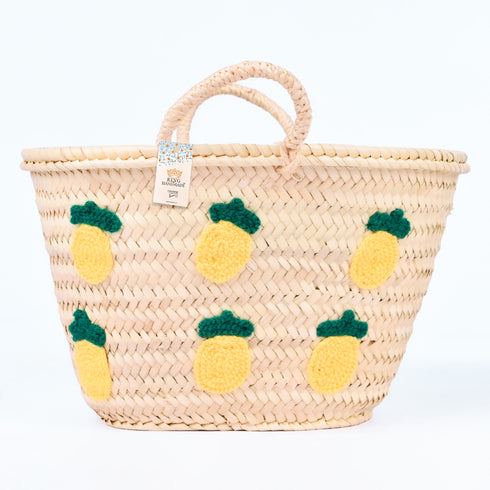 Lemons Embroidered Basket | Handwoven Summer Straw Tote 🍋